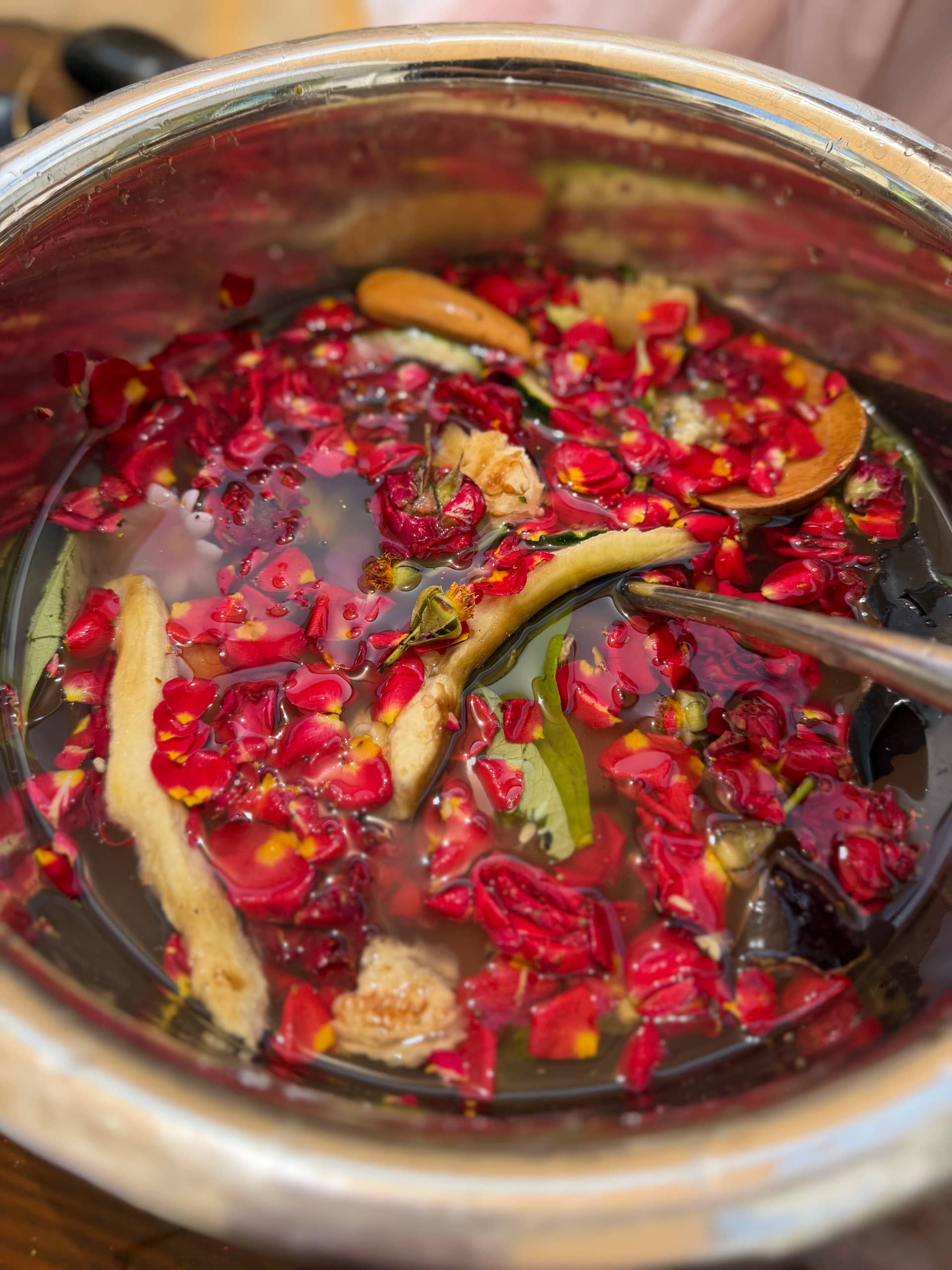 Rose petals and flowers nature potion mixing
