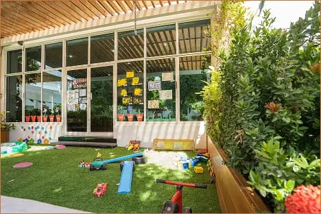 Indoor classroom with learning materials